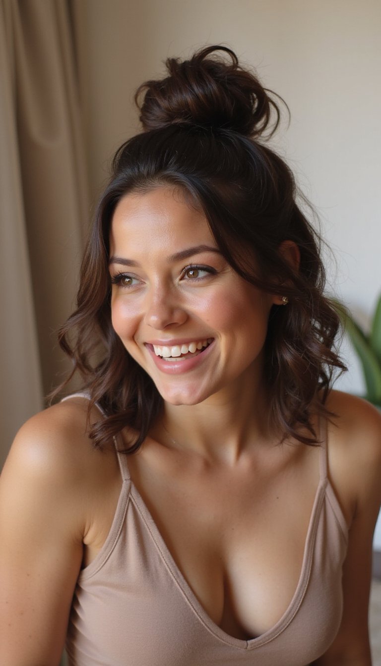 Half-Up Top Knot With Effortless Face-Framing Curls