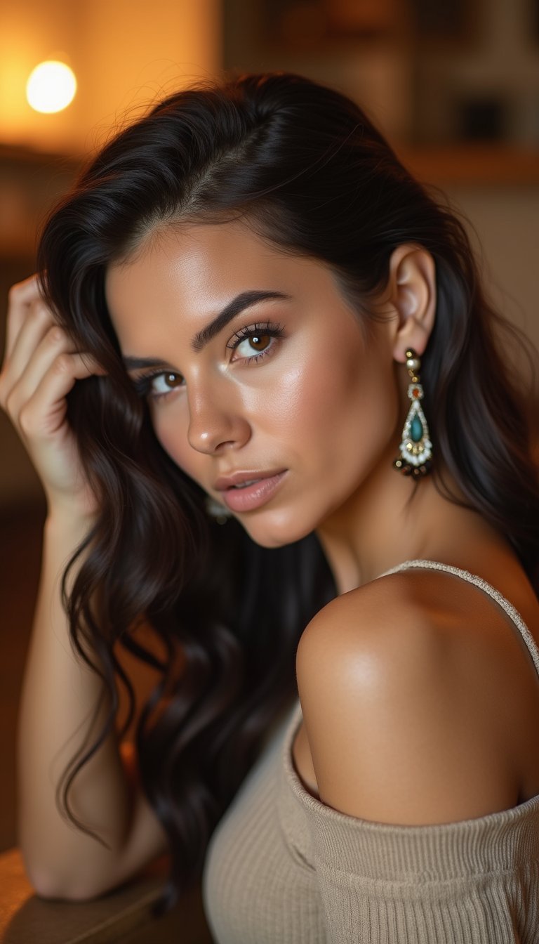 Tucked-Behind-One-Ear With Statement Earring