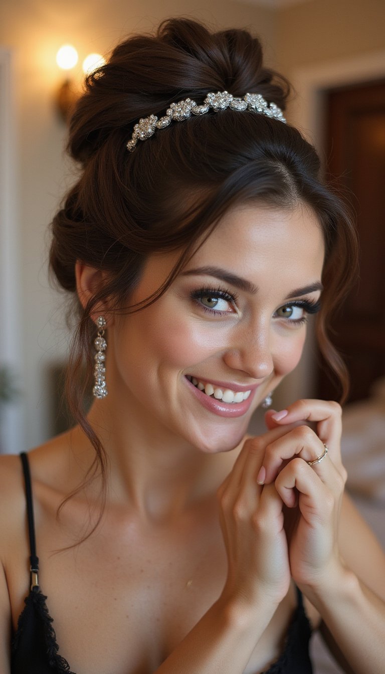 Twisted Halo Updo With Glitter Accents