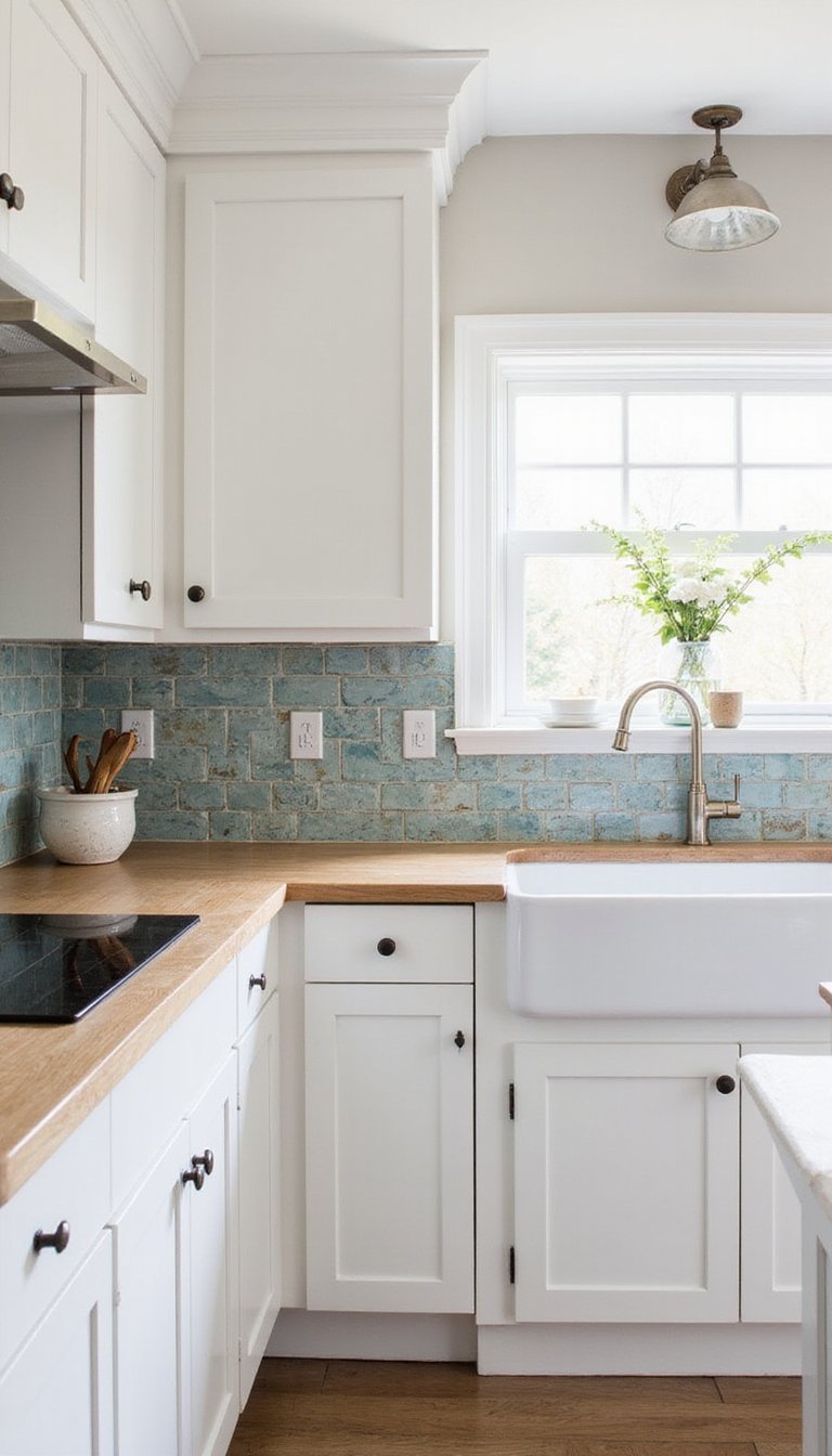 Azulejos Vintage Pequeños En Cocina Moderna Blanca