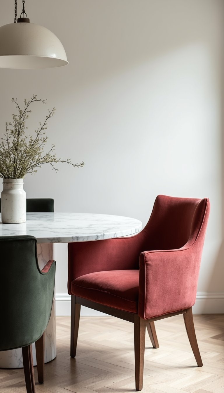 Butacas Gemelas Vintage Frente A Una Mesa De Mármol Actual