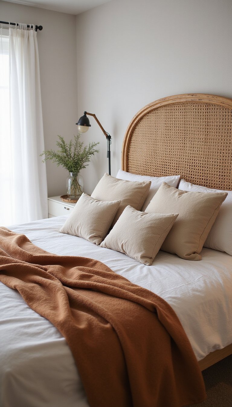 Cabecero De Esterilla Con Ropa De Cama En Lino Crudo