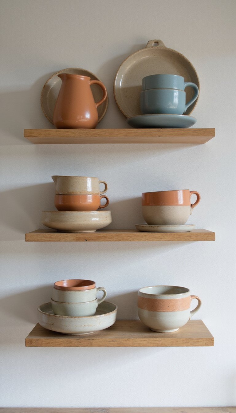 Juego De Vajilla Retro En Estantería Moderna Abierta