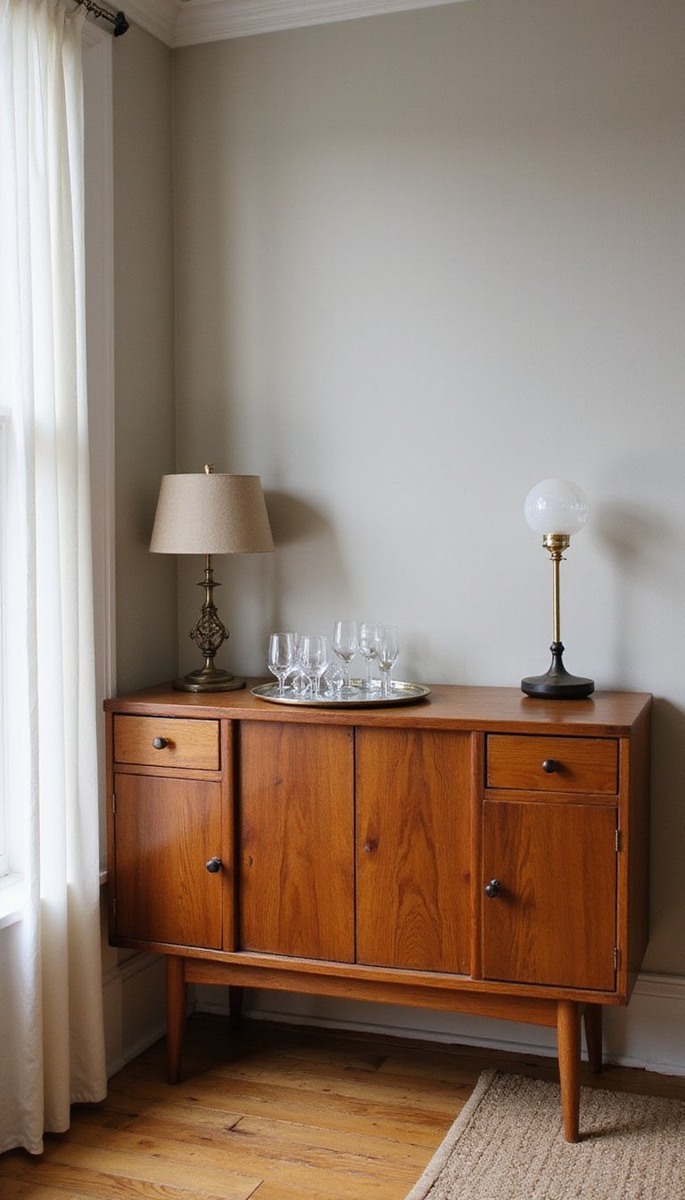 Mueble Bar Retro Combinado Con Accesorios Minimal