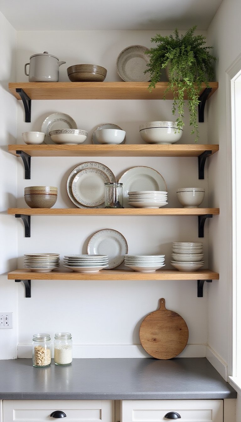 Placas De Cerámica Retro En Estantería Abierta Minimal