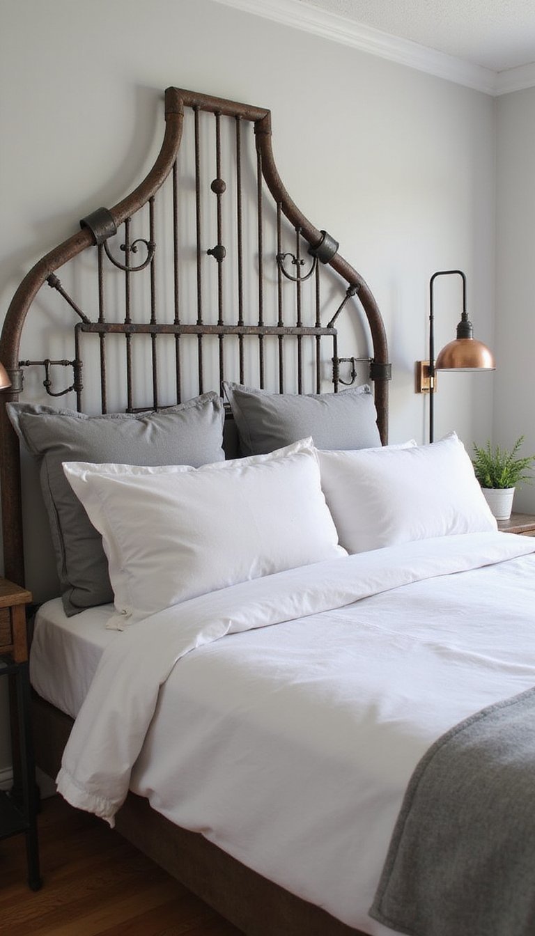 Rejilla De Metal Vintage Como Cabecero Industrial Moderno