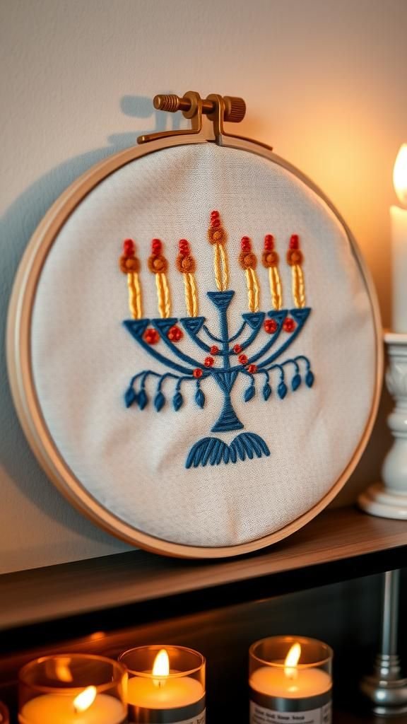 Embroidered Hoop Art With Tiny Flames