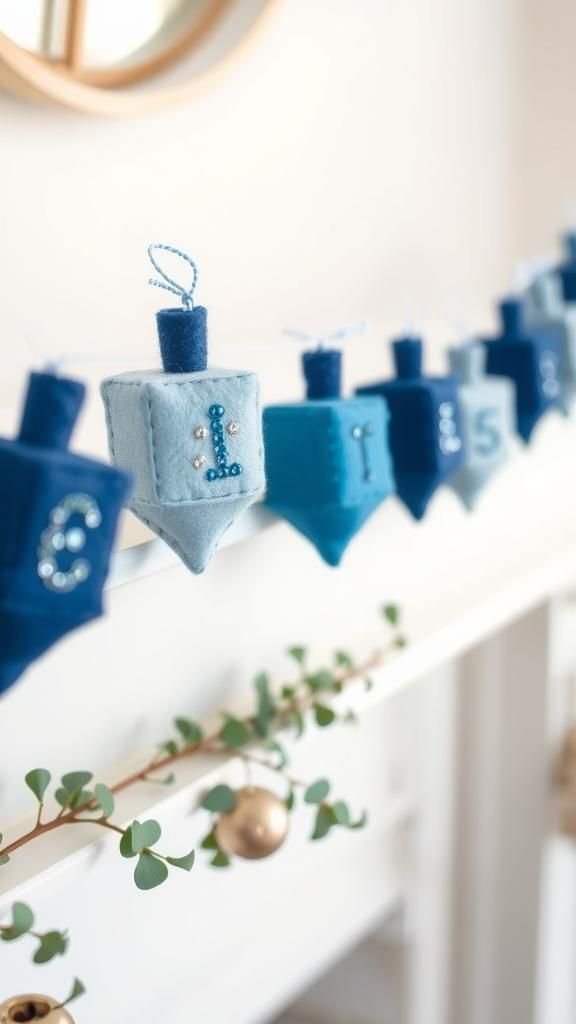 Felt Dreidel Garland With Sparkle Accents