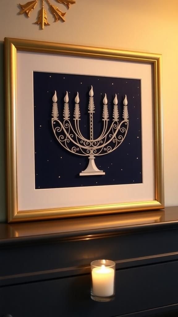 Quilled Paper Menorah On Midnight Background