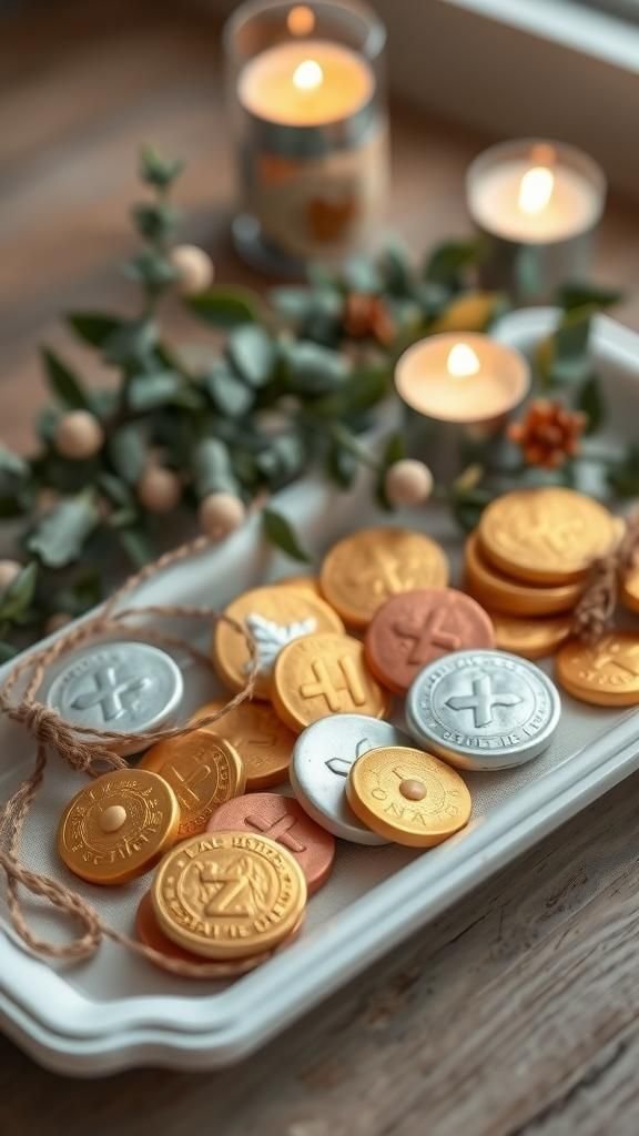 Salt Dough Gelt Ornaments With Foil Shine