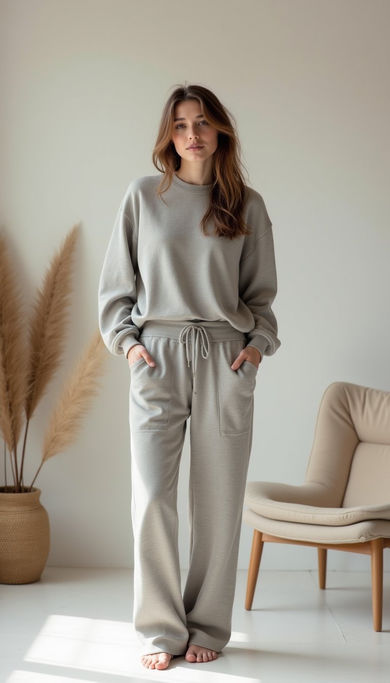 Bamboo Modal Crewneck And Flowy Jogger Set