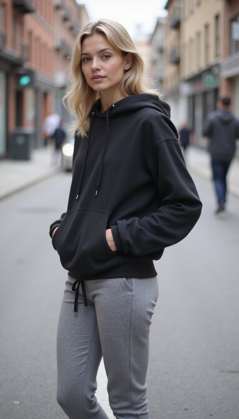 Minimal Monochrome Hoodie And Slim Jogger Set