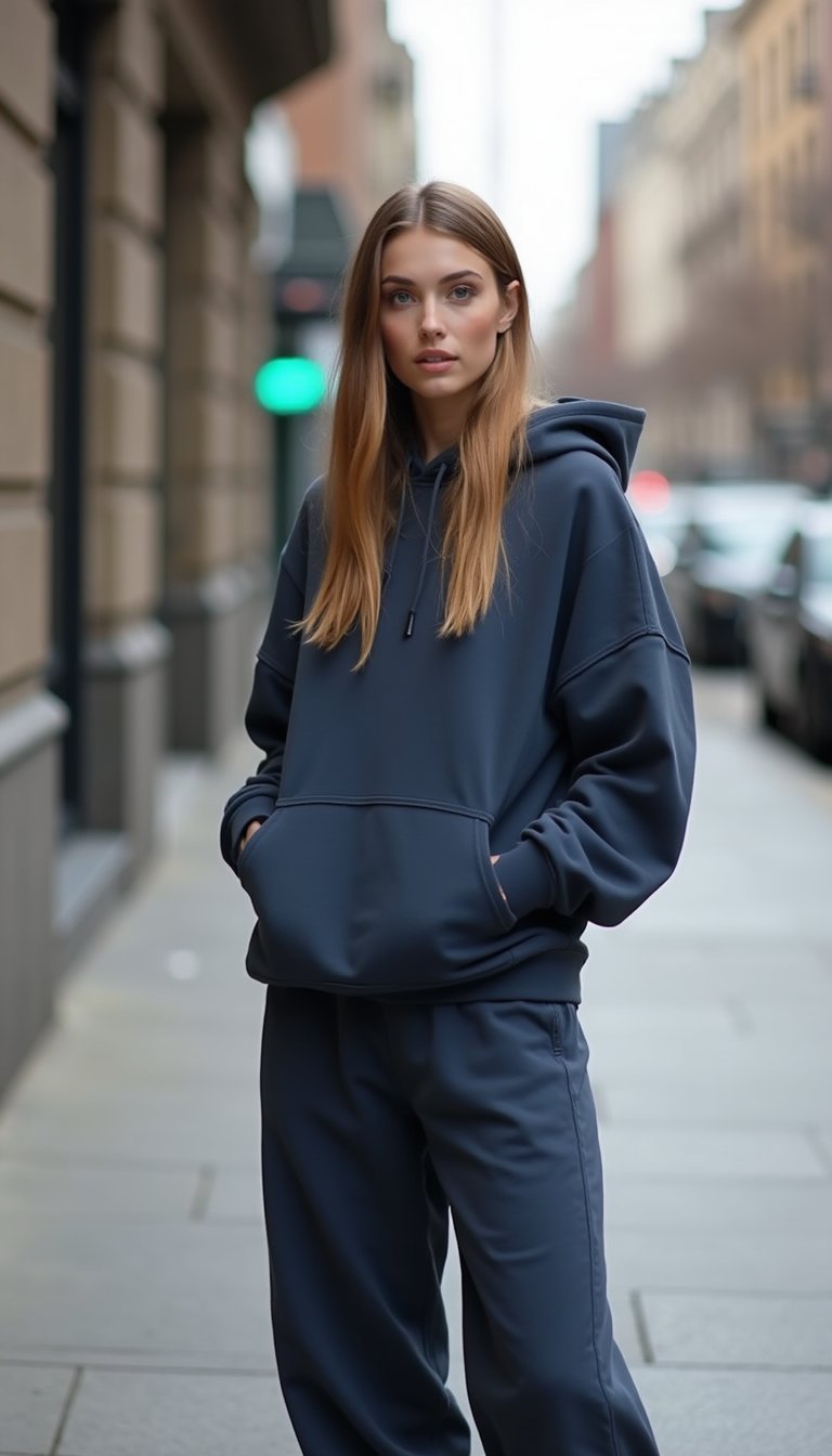 Oversized Hoodie And Relaxed Wide Joggers Set
