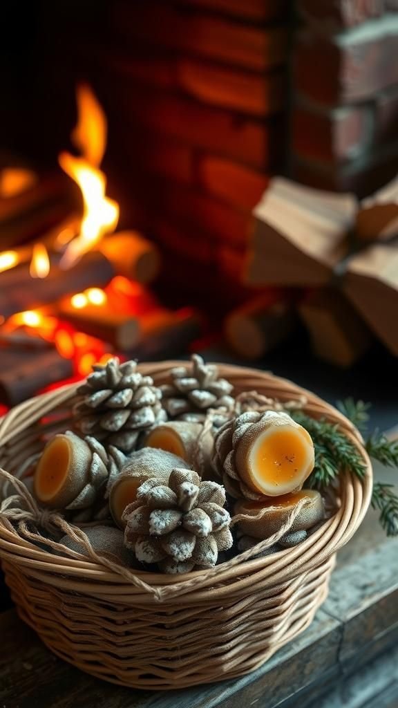Snowy Pinecone Fire Starters With Beeswax