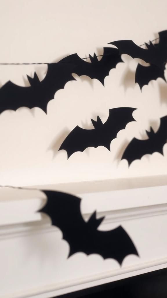 Bat Silhouette Garland From Black Cardstock Scraps