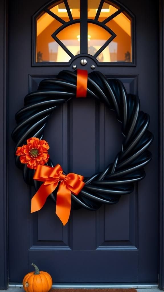 Shadowy Door Wreath From Black Trash Bags