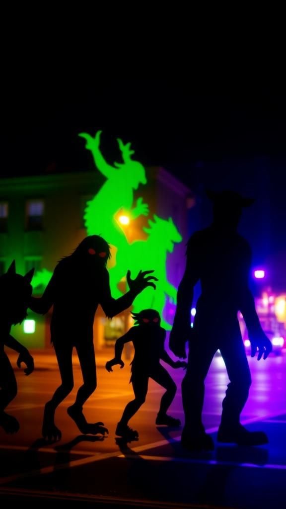 Window Silhouette Monsters With Colored Cellophane