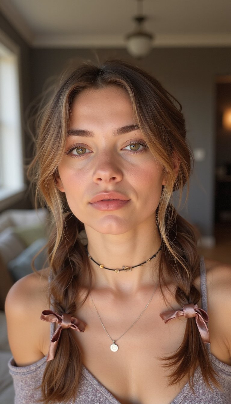 Messy Pigtails With Ribbons And Fake Blood