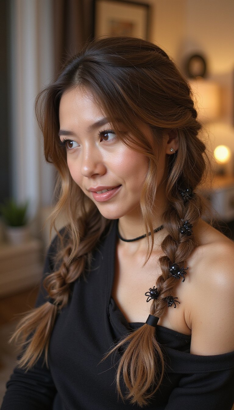 Spider Braid Laced With Tiny Plastic Spiders