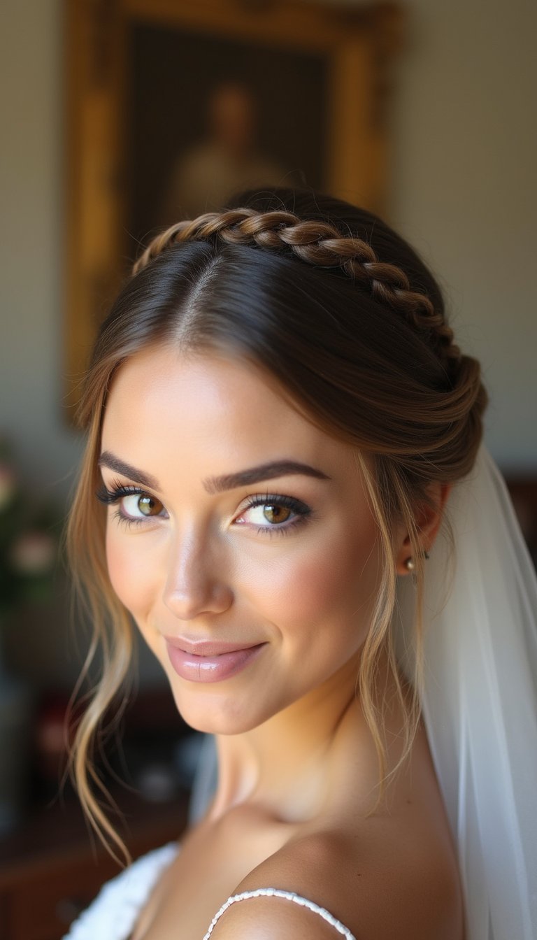 Twisted Halo Braid With Veil Or Netting