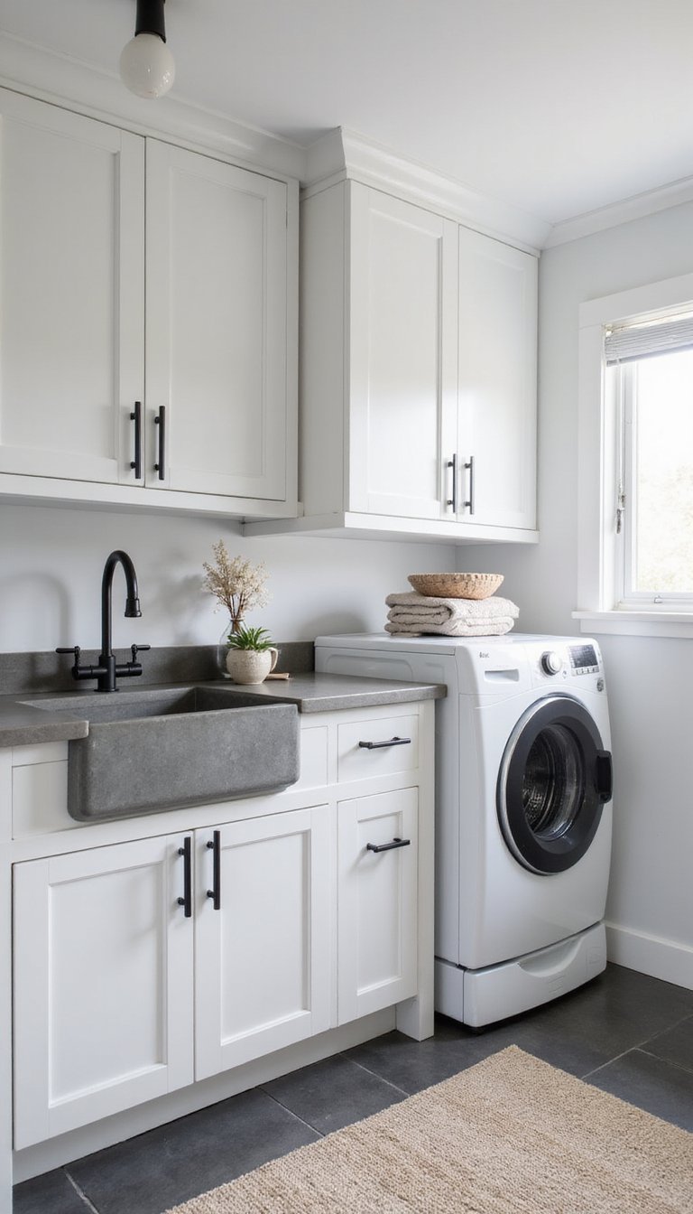 Lavadero Monocromático Con Accesorios Negros