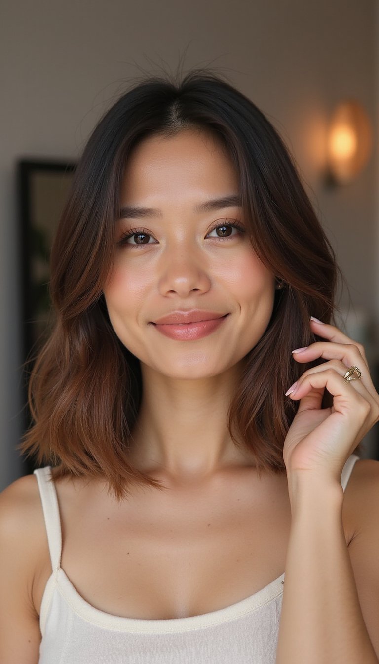 Sleek Asymmetrical Lob With Single Gold Pin