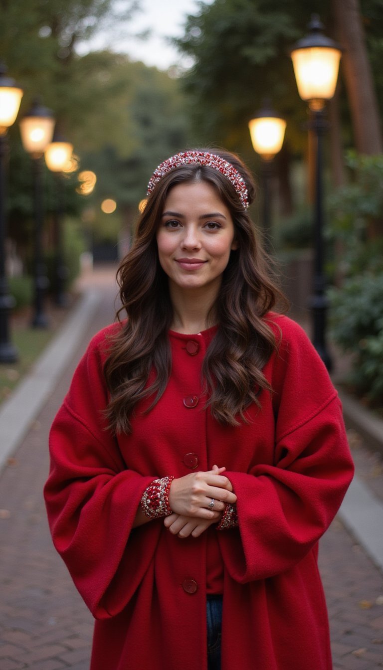 Hand-Beaded Headband With Coordinating Festive Coat