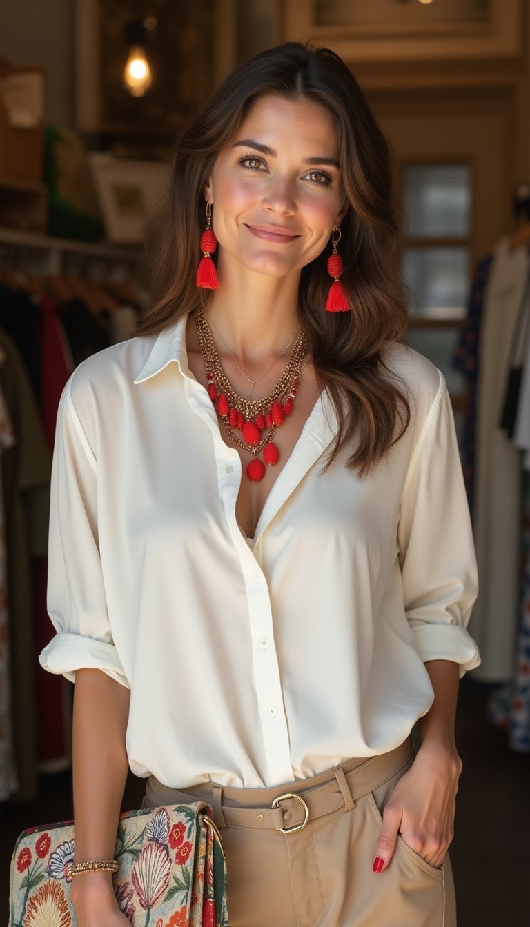 Red And Gold Mix-Match Accessory Focus Look