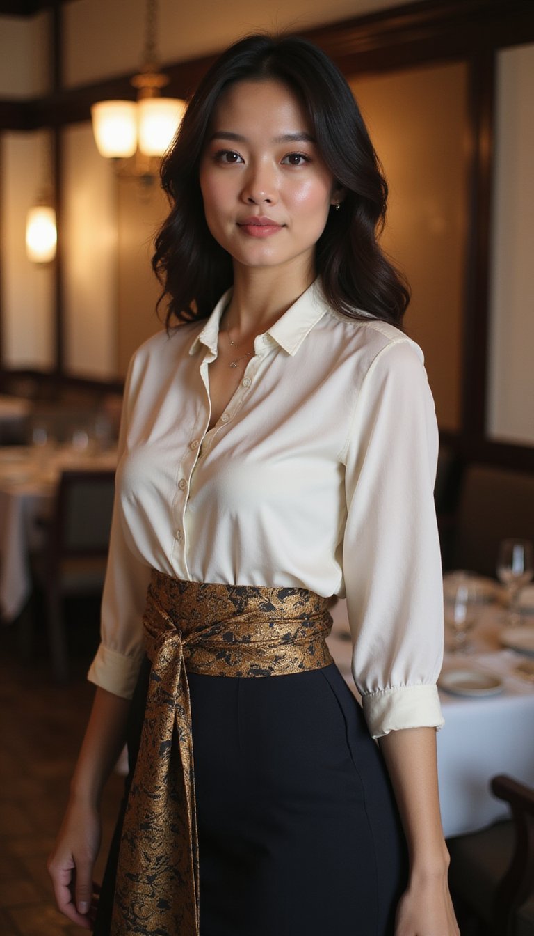 Statement Obi Belt Over Pencil Skirt Ensemble