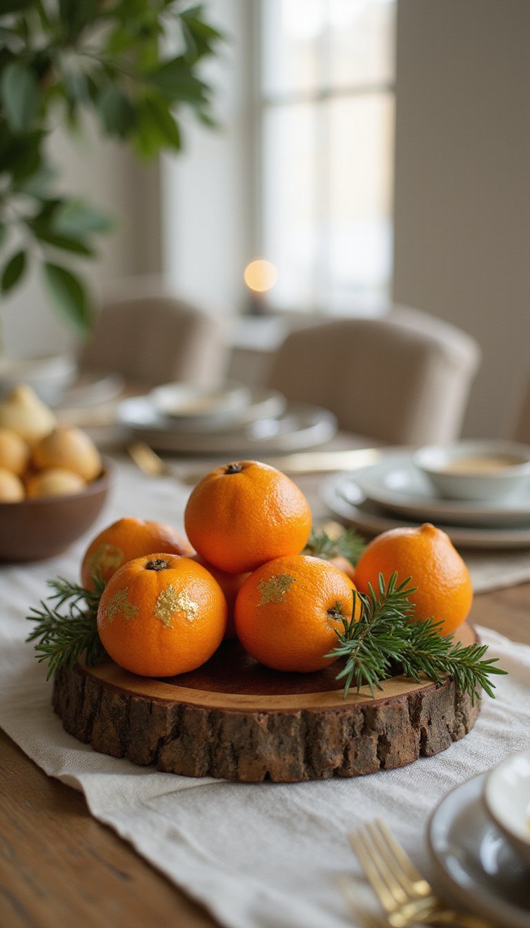 Gold Leaf Citrus Centerpiece For Dining Table