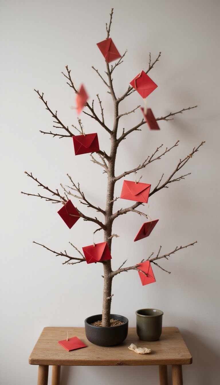 Miniature Red Envelope Tree For Side Table