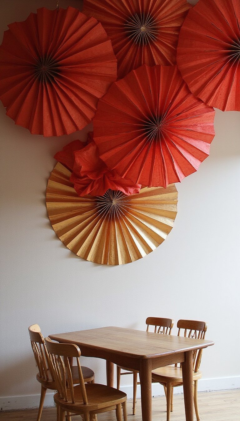 Paper Fan Ceiling Installation For Festive Glow