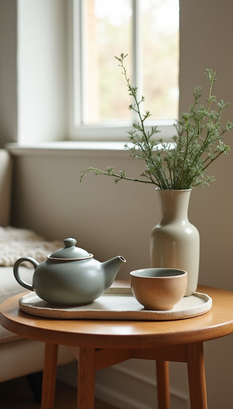 Tea Table Altar Arrangement With Minimal Touch