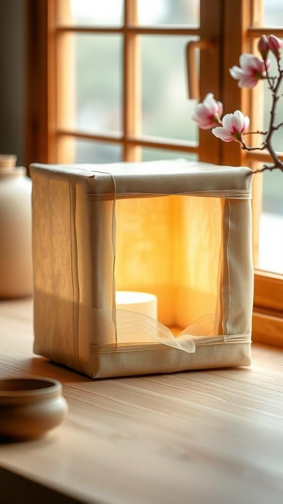 Bamboo Frame Lantern With Rice Paper Shade
