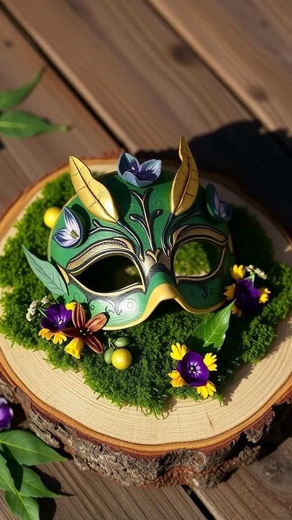 Botanical Woodland Mask With Moss And Florals