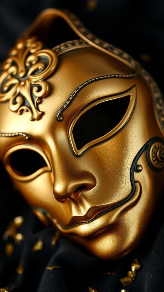 Gilded Metallic Leaf Mask With Antique Sheen