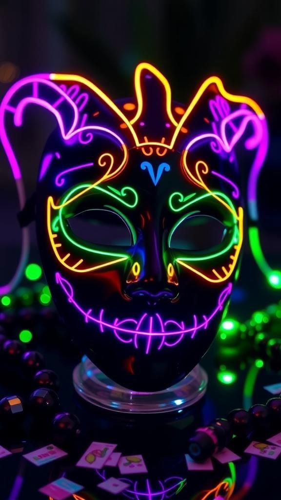LED Light-Up Mask With Neon Traces