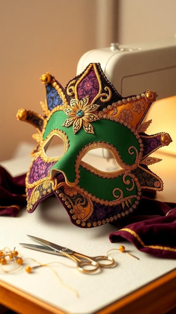Patchwork Fabric Mask With Velvet Accents