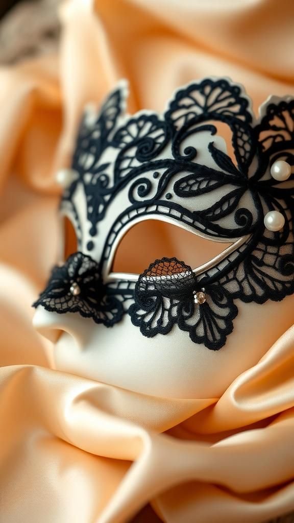 Romantic Lace Overlay Masquerade With Pearls