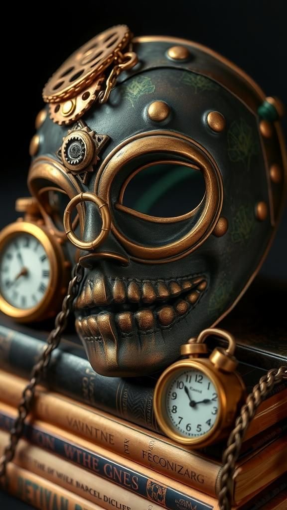 Steampunk Gear Mask With Bronze Patina