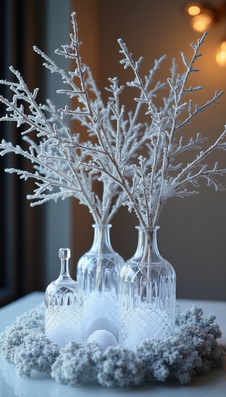 Centro De Cristal Helado Y Verde Plateado