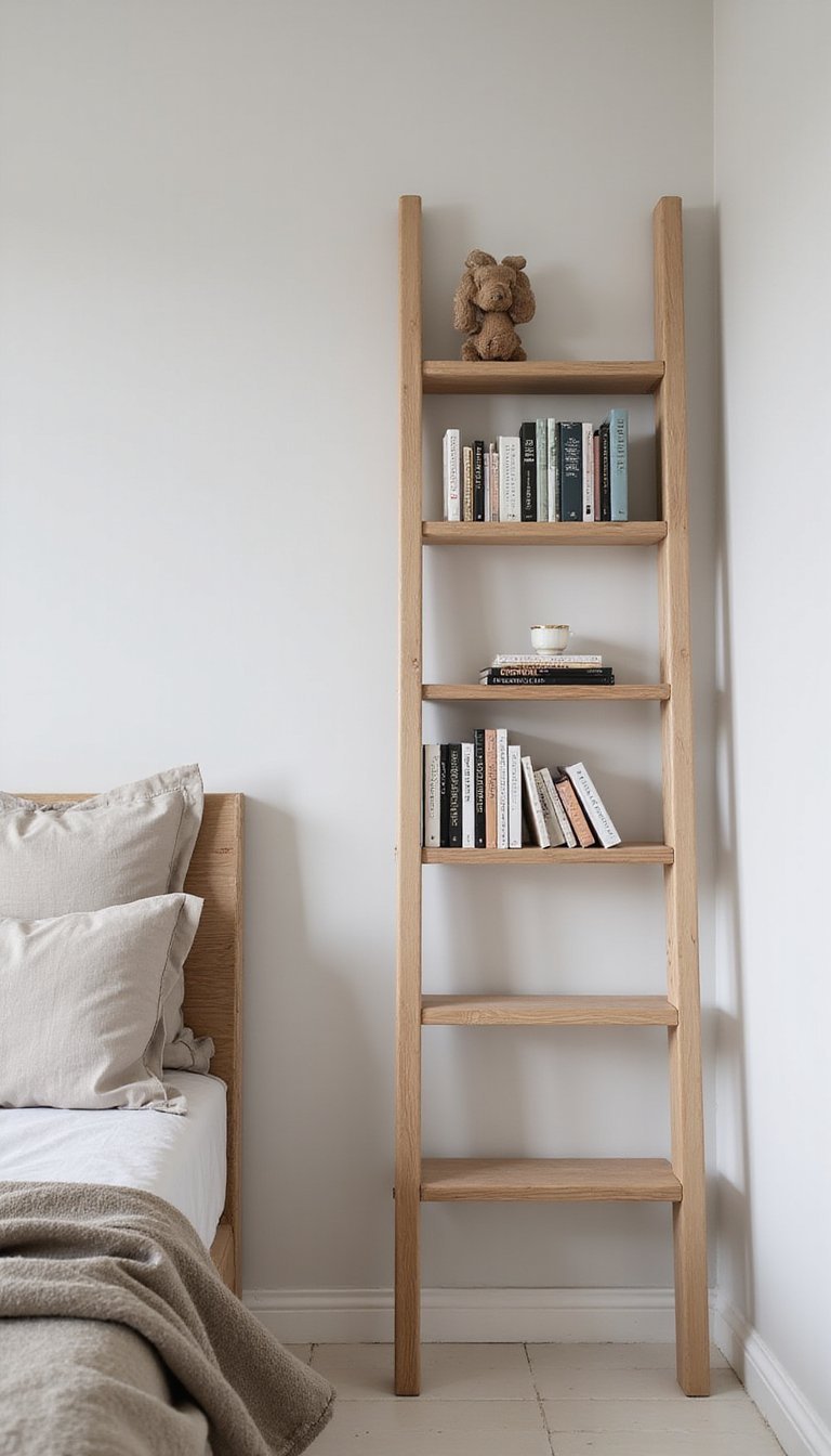 Floating Bookshelf Ladder For Nighttime Reads