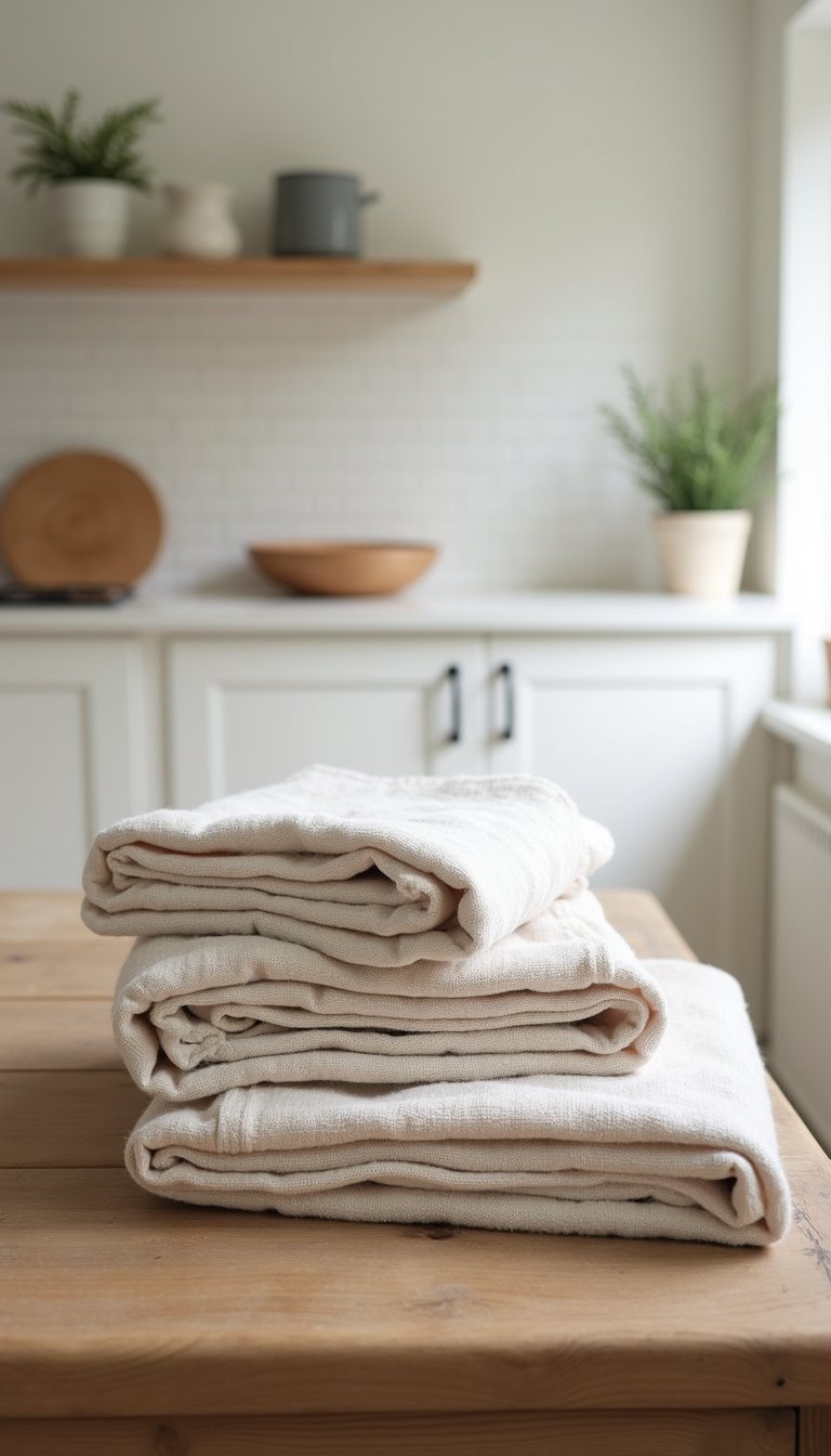 Naturally Dyed Tea Towels With Soft Neutrals