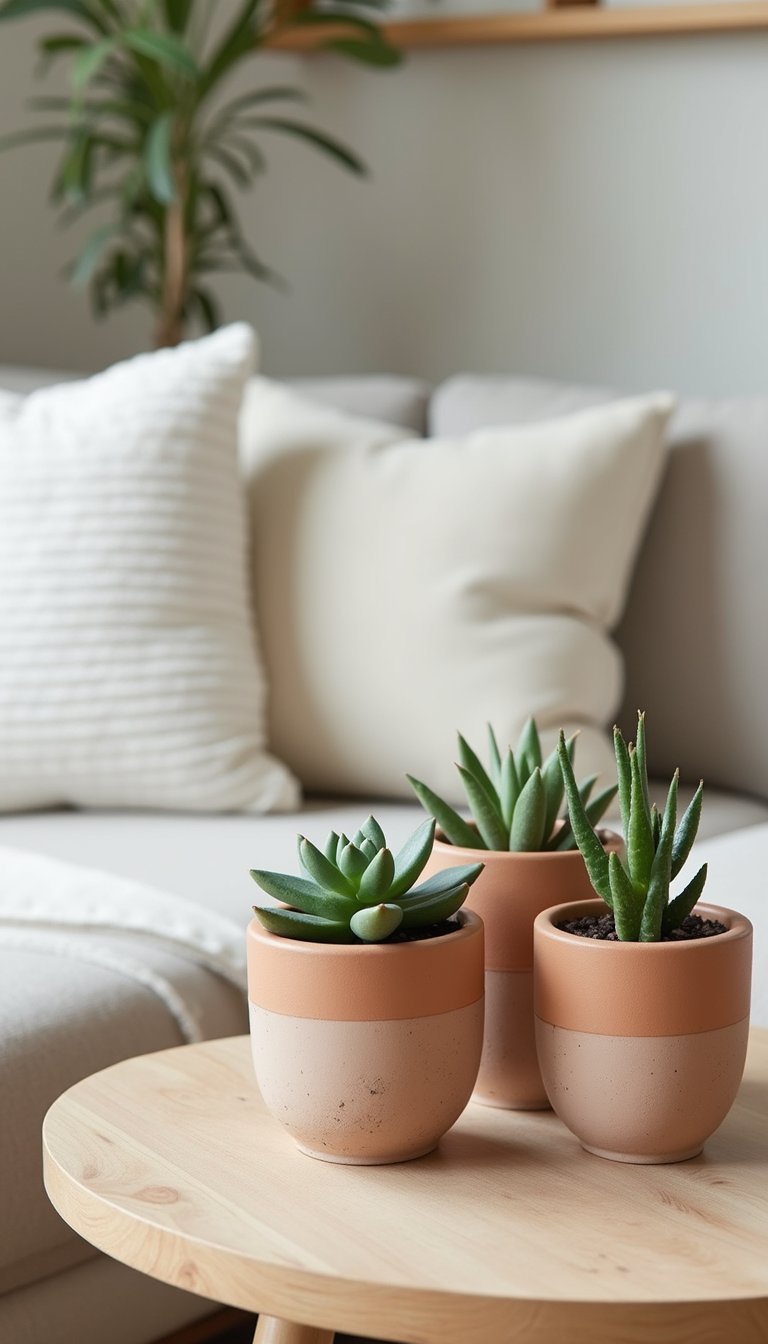 Neutral Glazed Ceramic Planters From Earthen Clay