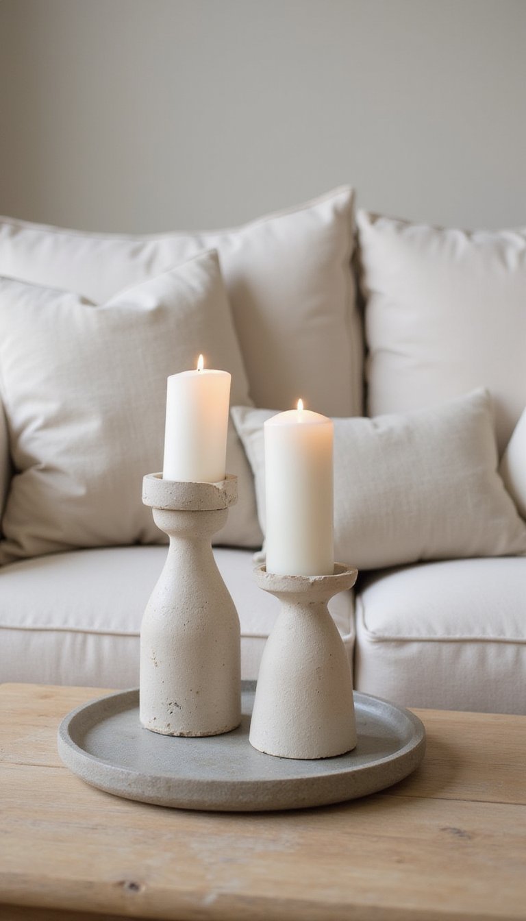 Plaster Candle Holders With Raw Edge Finish