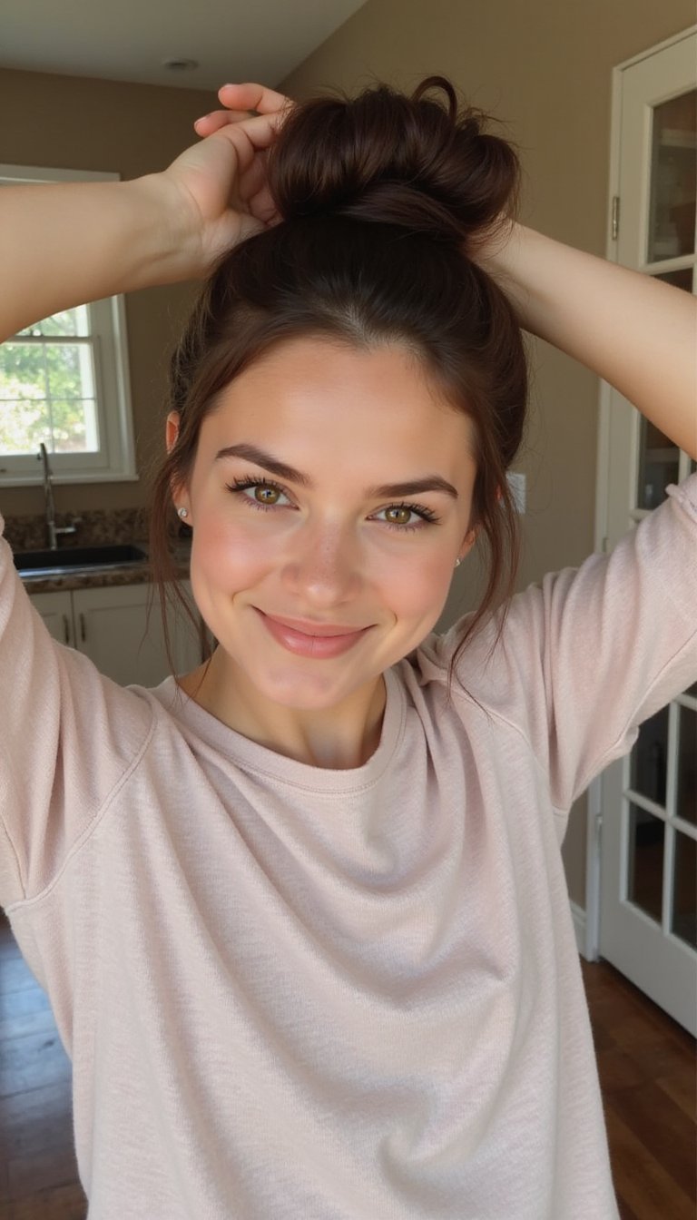 Quick Knot Top Bun For Busy Mornings Without Heat