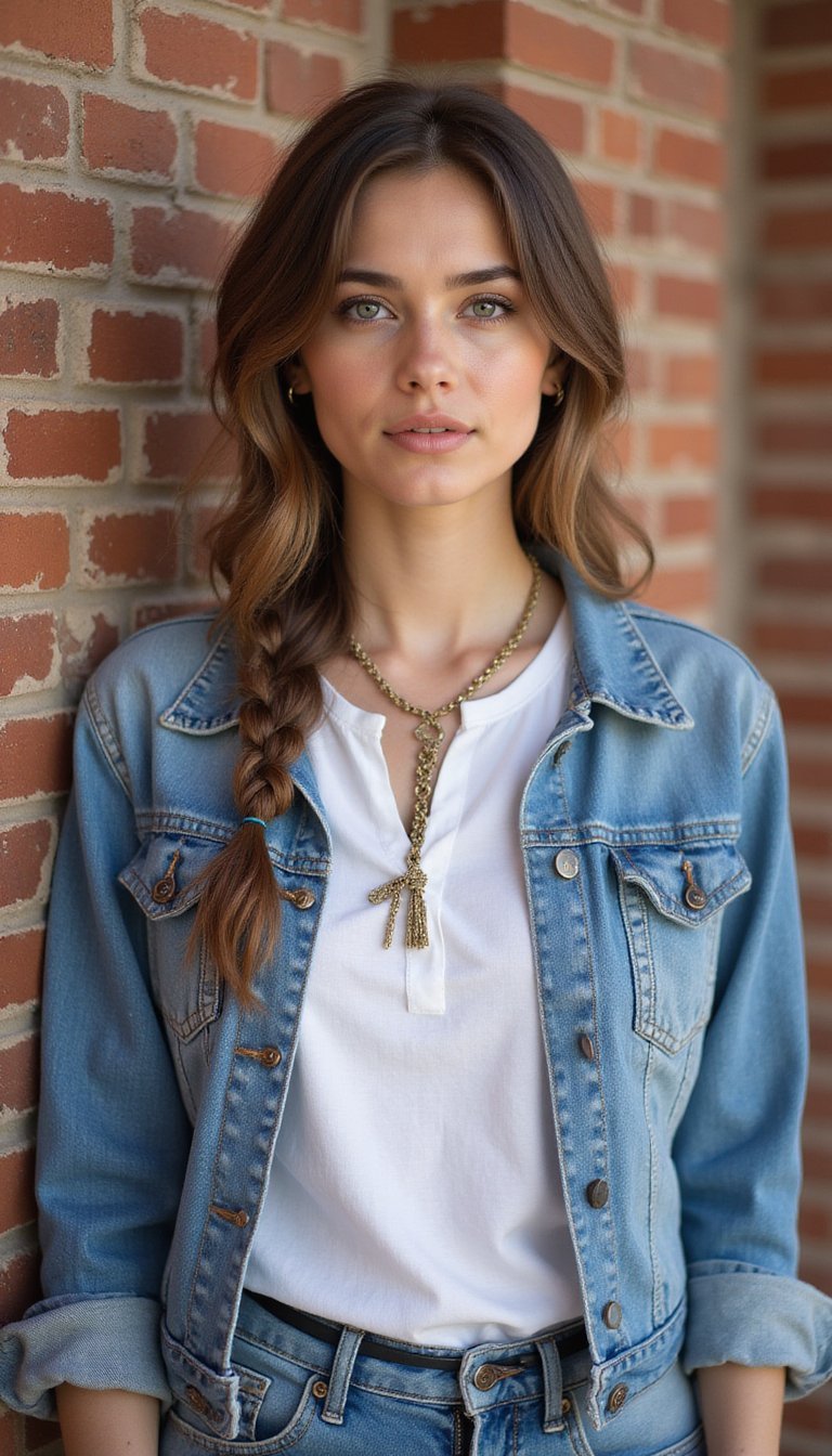 Braided Front Tie Over Denim Jacket