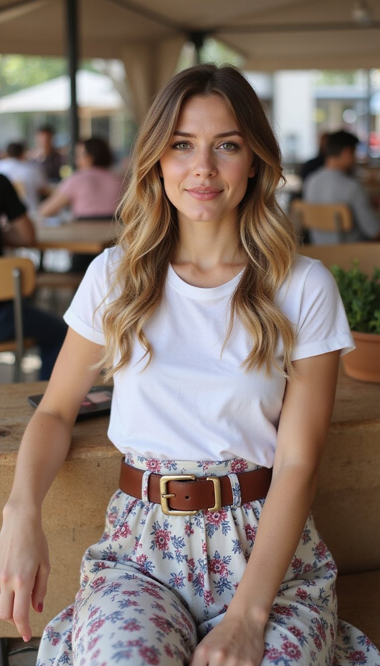 Tucked Knot Under A Belted Midi Dress