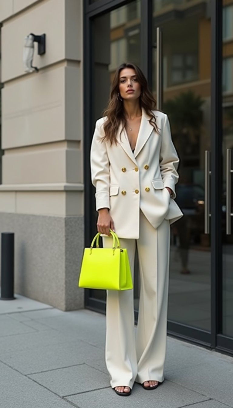 Blazer Oversize Y Tote Neón Para Oficina