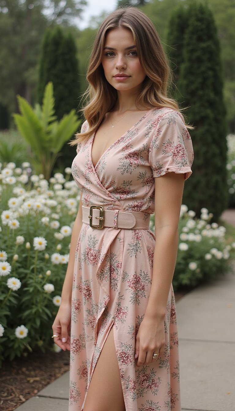 Vestido Cruzado Con Cinturón Tipo Corsé Femenino